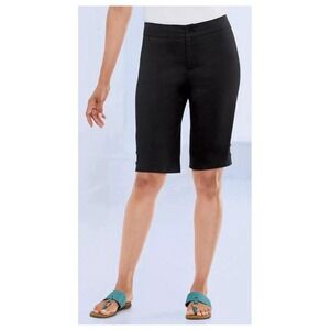 Women's Black Bermuda Shorts Knee Length Stretch‎ Comfort Dressy Casual Pants